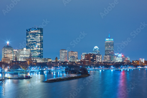Panoramic view of Boston in Massachusetts, USA at night photo