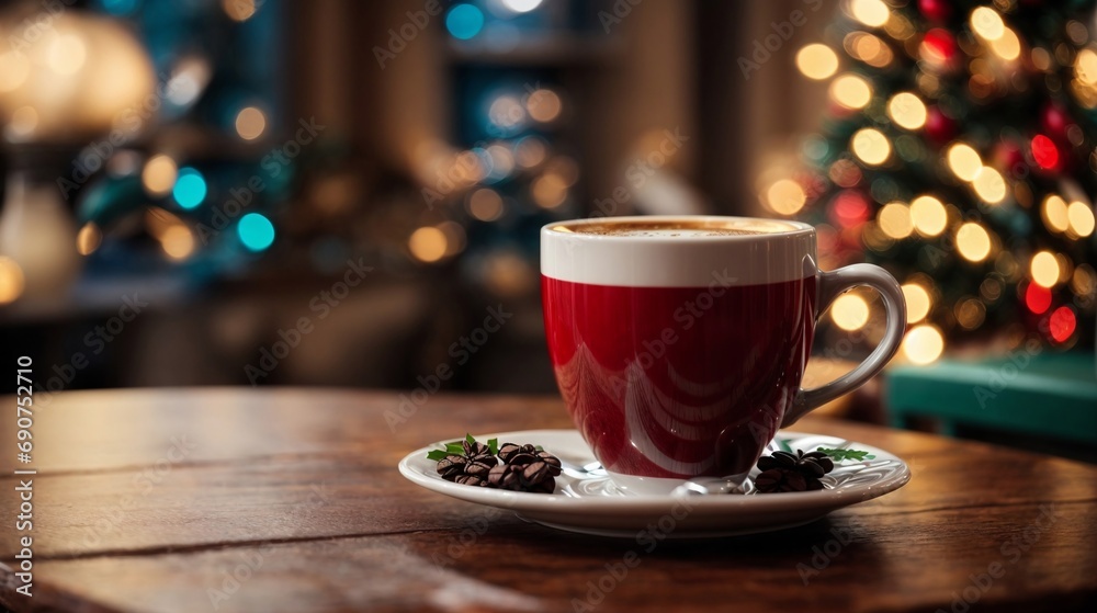 Obraz premium A Warm Cup of Coffee on a Rustic Wooden Table