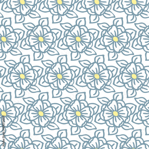 Abstract roses floral seamless pattern for fabric, textile. Vector background with doodle hand drawn elements.