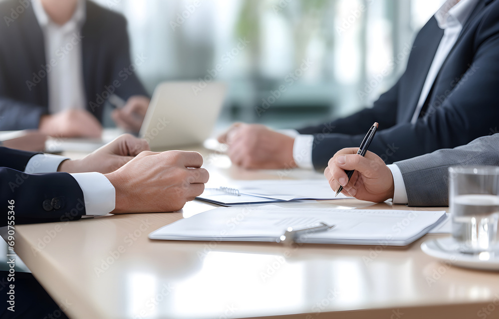 hands of businessmen sitting at the table on blurred office back hands of businessmen sitting at the table on blurred office back