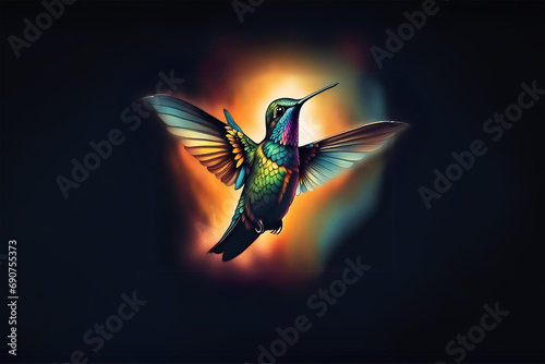 a hummingbird on a black