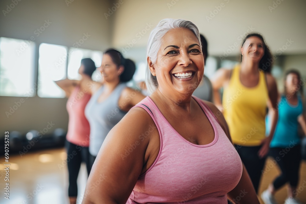 retired African-American woman overweight at the gym
