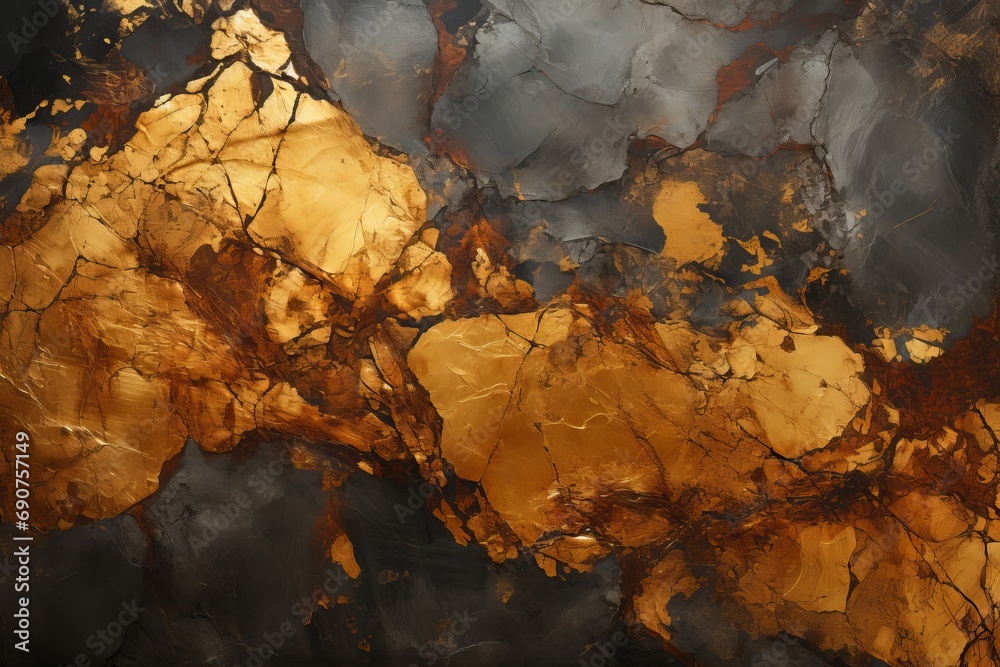 Golden Whispers, Abstract Marble Ink on a Textured Gold Background