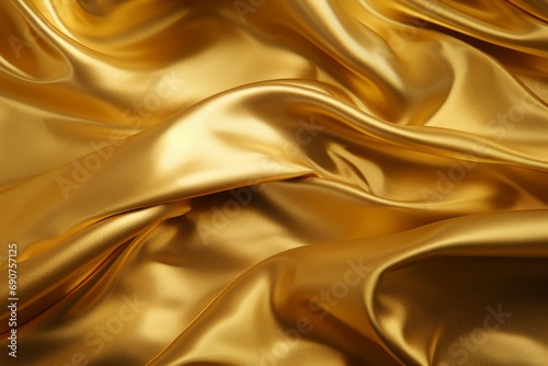 Concept of Elegance, Golden Energy and Glamour in the Silken Waves of Satin and Metallic Textures
