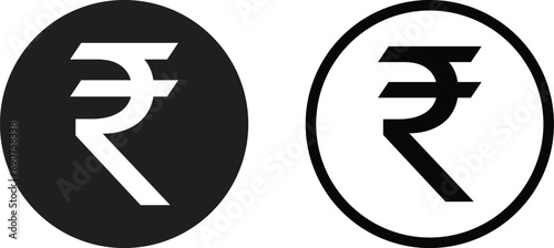 Indian rupee icon set in two styles isolated on white background . Vector
