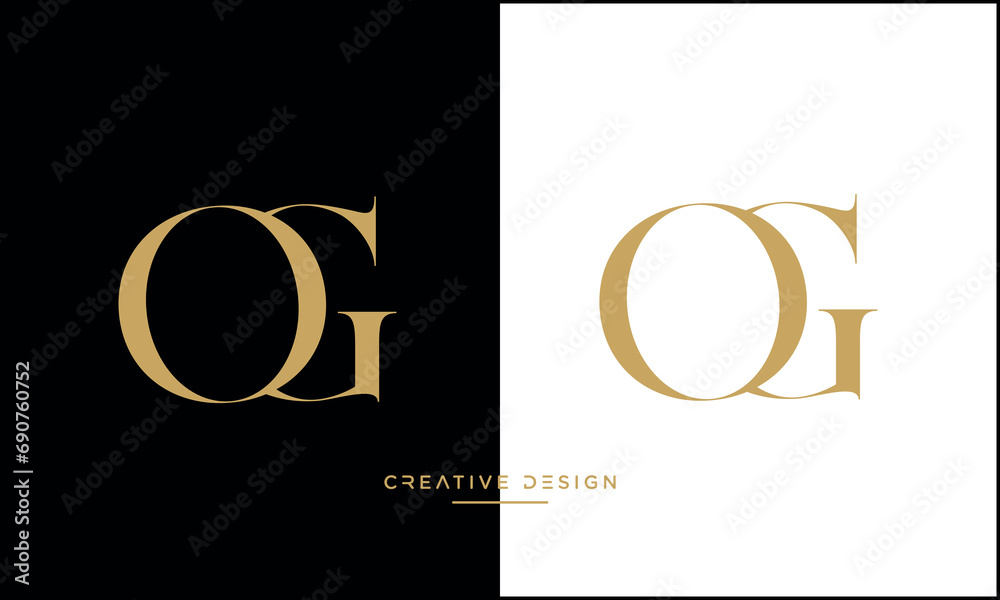 OG or GO Alphabet letters abstract logo