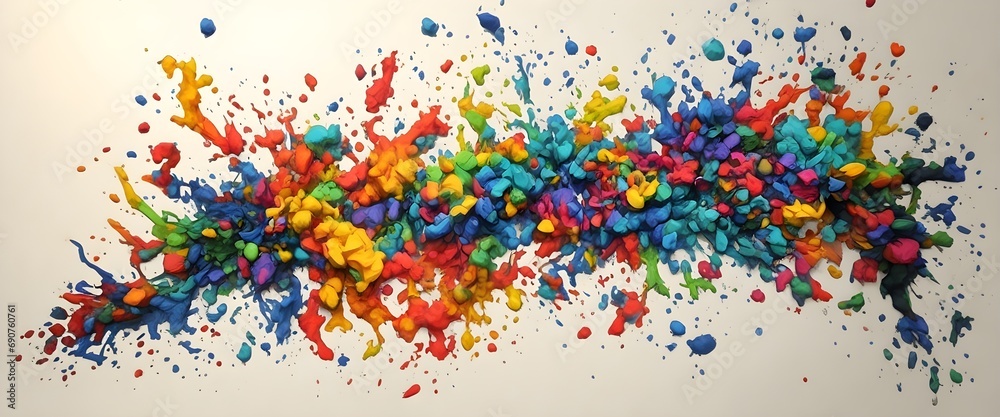Colorful splashes of paint on a white background. 3d rendering