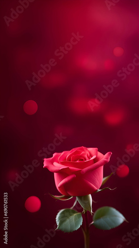 Red rose background with copy space.