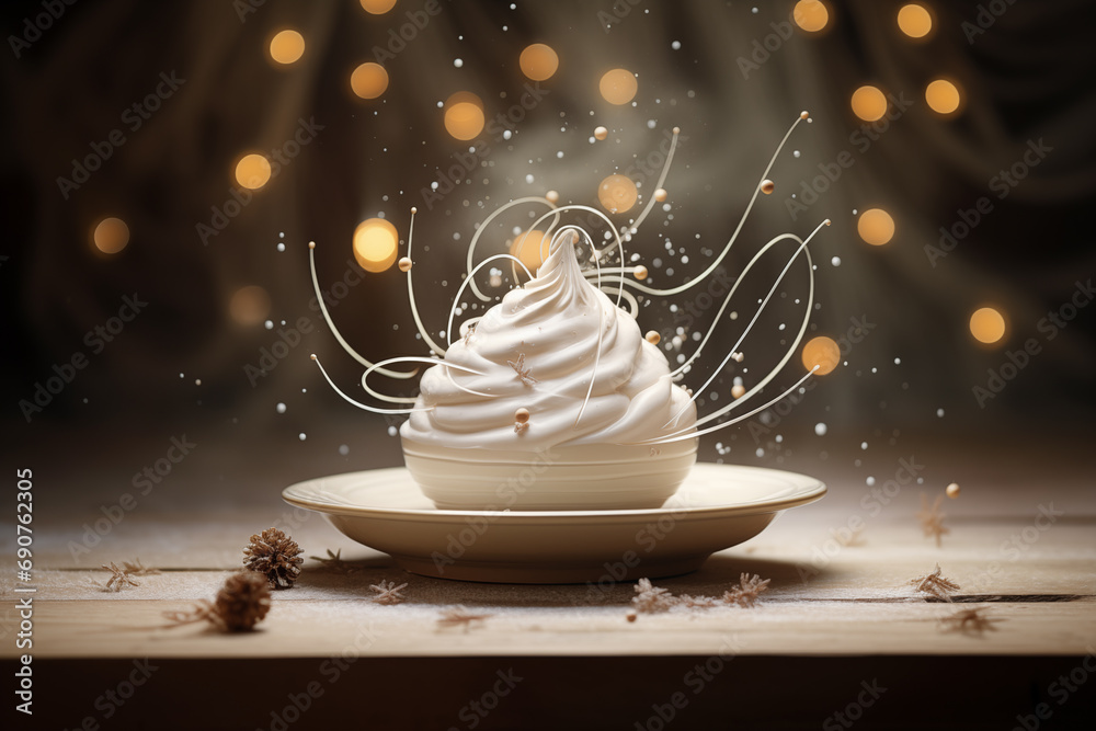 sweet cake with berries on a beautiful christmas background