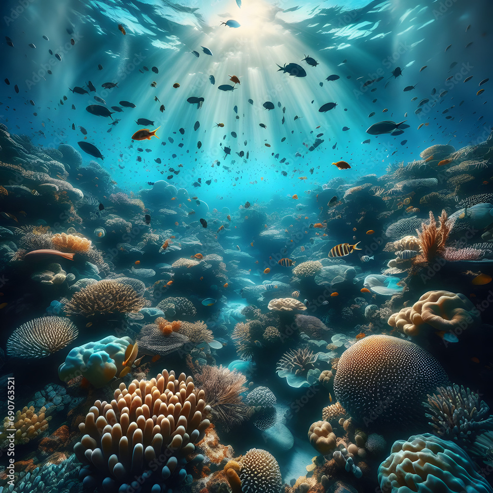 Arrecife de Coral, Esplendor Subacuático: Un Viaje Visual a través del Arrecife de Coral - obrazy, fototapety, plakaty 