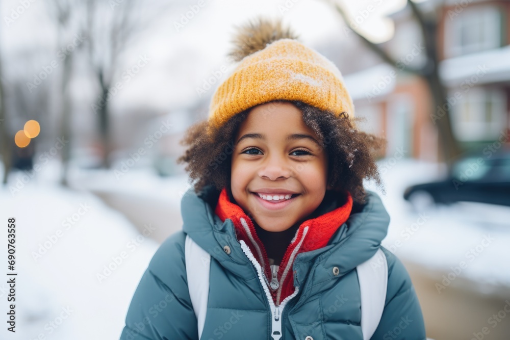 Portrait of a happy young girl outside during winter Portrait of a happy young girl outside during winter