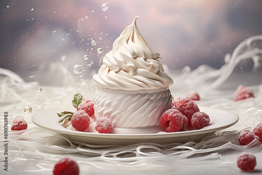 sweet cake with berries on a beautiful christmas background