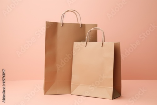 paper shopping bag on a peach fuzz color background