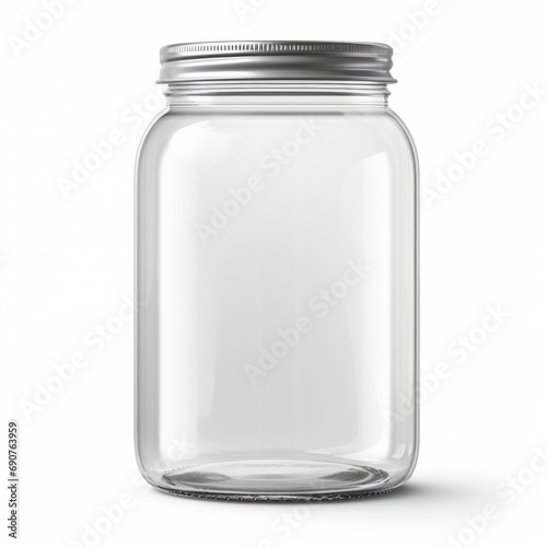 empty glass jar on white