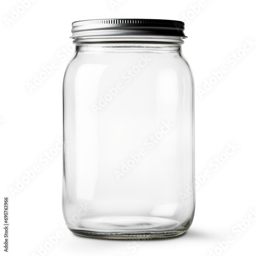 empty glass jar on white
