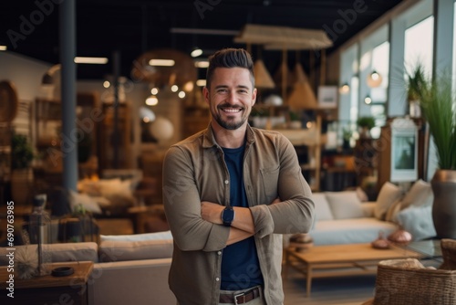 Smiling portrait of salesman in furniture store