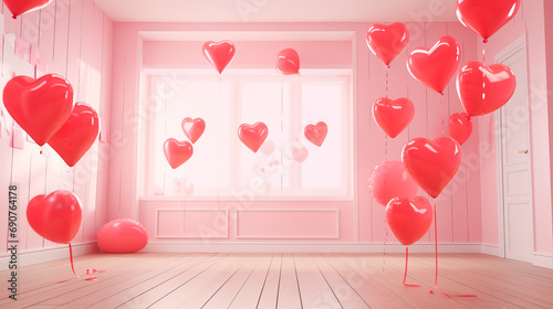heart shaped balloons in the room