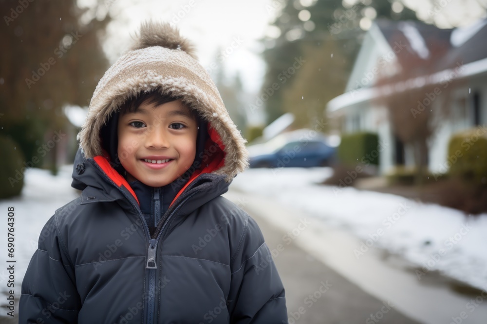 Portrait of a smiling little boy outside during winter Portrait of a smiling little boy outside during winter