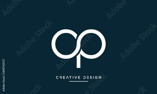 Alphabet letters OP or PO logo monogram