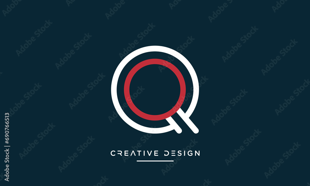 Alphabet letters OQ or QO logo monogram Alphabet letters OQ or QO logo monogram