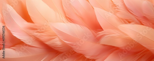 Peach Fuzz colored feathers background, trendy color of the year 2024 photo
