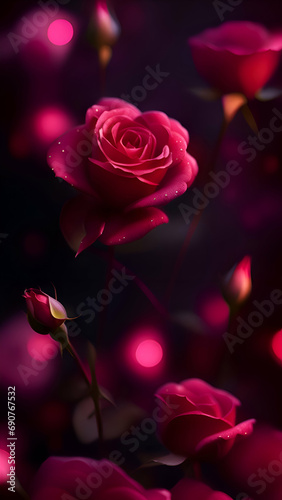 Romantic red rose wallpaper.