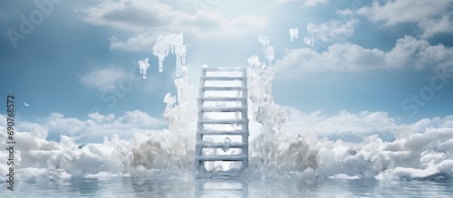 The feast of the baptism of Jesus Ladder and baptismal ice hole. Copyspace image. Header for website template photo