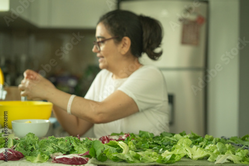talking with mom, in the kitchen
