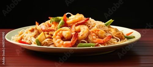 Rice noodles with shrimp an...