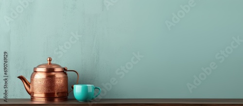 White brick wall with coppe...
