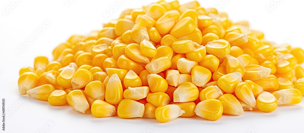 set macro kernel corn isolated on white background. Copyspace image. Header for website template