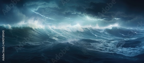 Weather Clearing up After Rough Storm Sea Still Foams in High Winds. Copyspace image. Header for website template © vxnaghiyev
