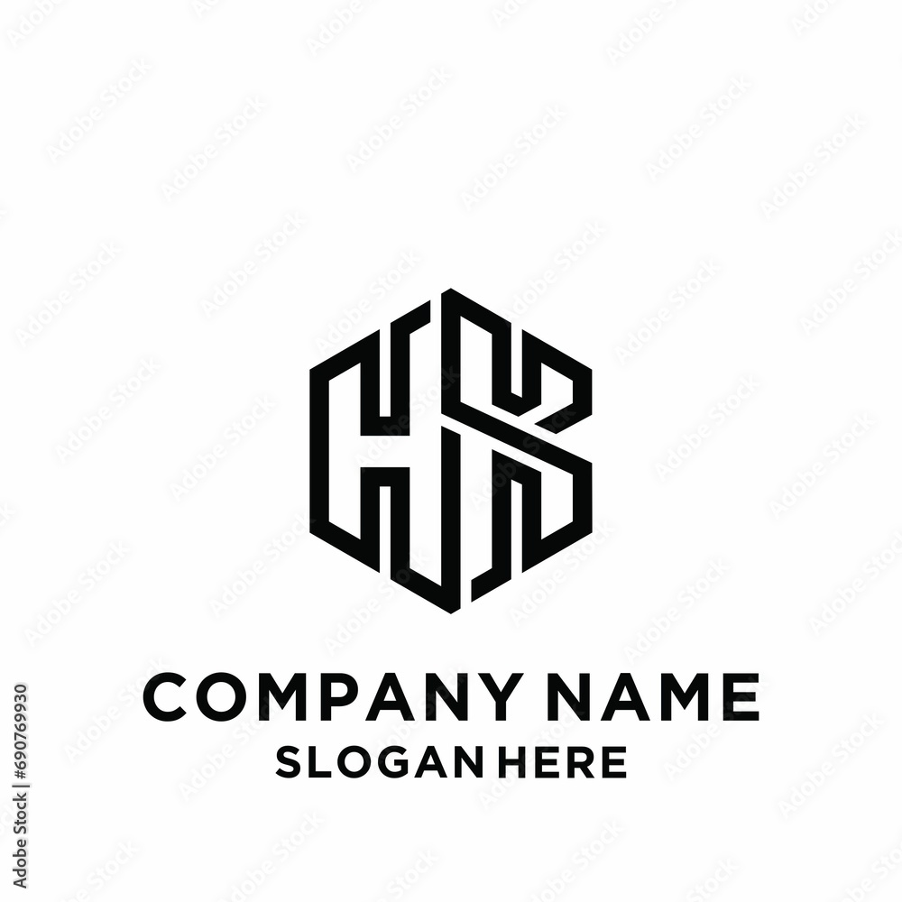HK letter hexagon logo design vector illustration template HK letter hexagon logo design vector illustration template