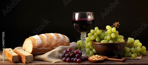 Wine cup surrounded by brea...