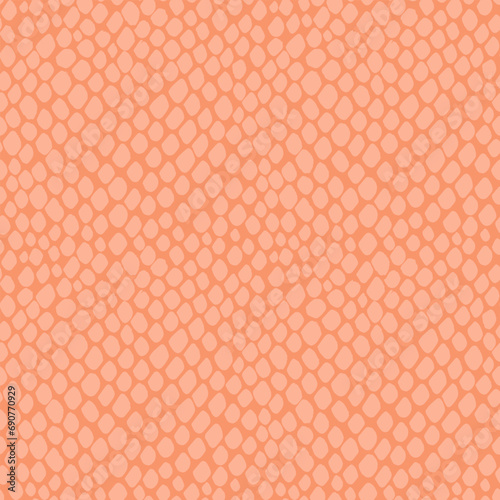 Snake skin seamless pattern with color of year 2024 Peach . Texture of scales of crocodile, alligator, lizard, reptile. Fashion and luxury textile design. For print, cover, banner, wrapping paper.