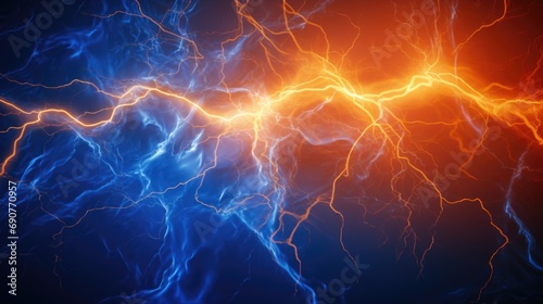 Lightning effect captured in a close up shot on a black background. This image can be used to add dramatic impact or create an electrifying atmosphere in various design projects