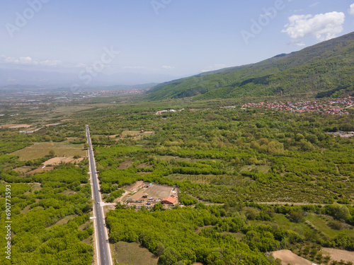 Aerial view of Petrich valley, Bulgaria photo