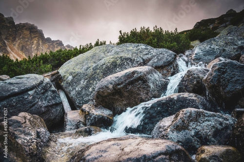 Water running between the rocks