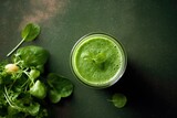 Fresh green smoothie on countertop