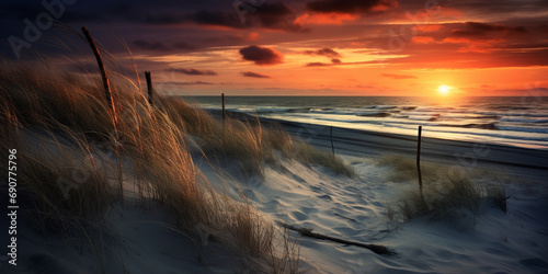 Fototapeta Naklejka Na Ścianę i Meble -  Sunset over the dunes of the Baltic Sea