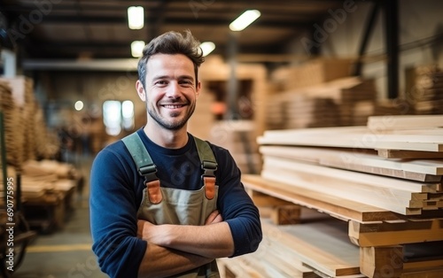 Carpenter in carpentry workshop