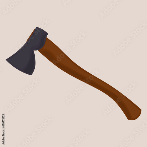 Wooden axe, isolated vector illustration.