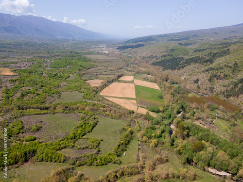 Aerial view of Petrich valley, Bulgaria photo