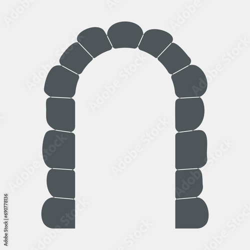 Stone brick arch window quality vector illustration cut