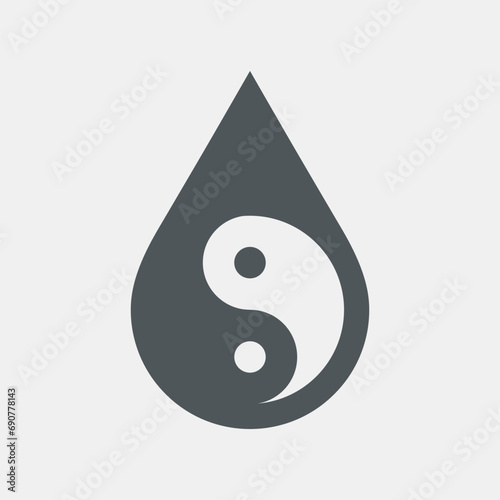 Water drop droplet raindrops Yin-yang icon quality vector illustration cut	