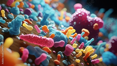 Multi colored 3d bacteria UHD wallpaper photo