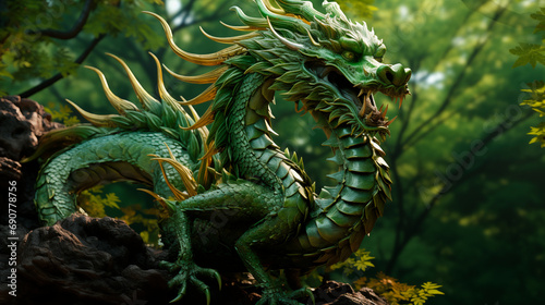 green dragon symbol of the new 2024 year according to the Chinese calendar photo