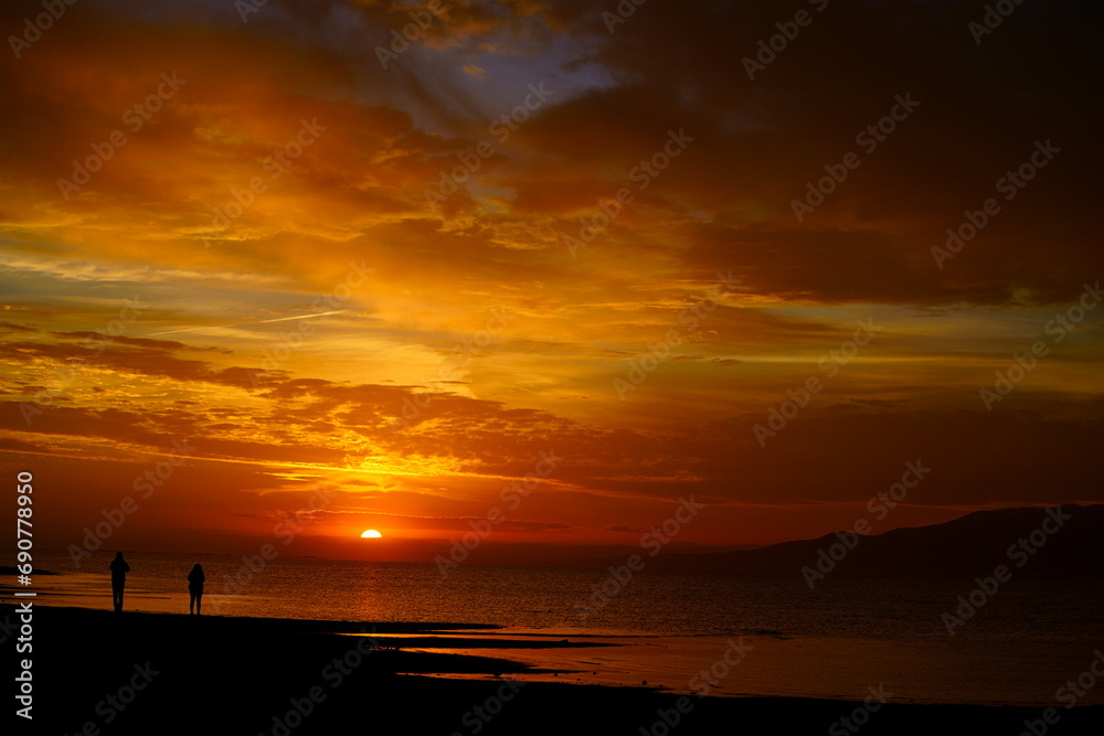 Romantic sunset in Delta del Ebro , Tarragona, Spain Romantic sunset in Delta del Ebro , Tarragona, Spain