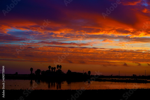 Romantic sunset in Delta del Ebro , Tarragona, Spain © joma