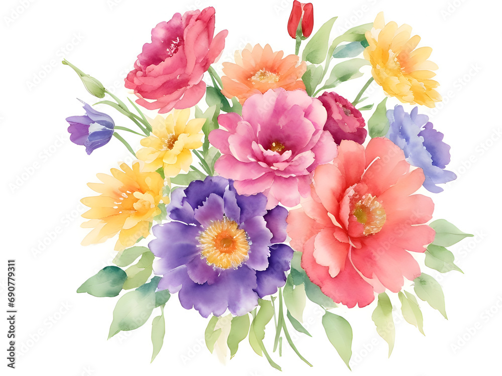 watercolor flower bouquet, floral background